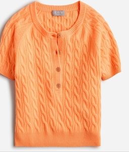 NWOT J. Crew Cashmere Cable-Knit Henley T-shirt Luxury S/S Style#BH453 XL